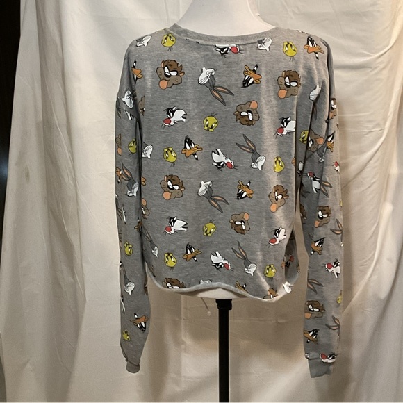 Warner Bros. Looney Toons Gray Cropped Sweatshirt - Picture 3 of 6